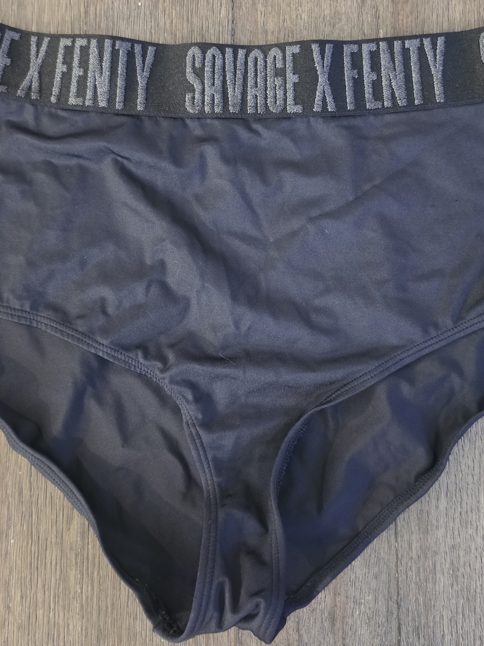Savage X Fenty Women's Black Logo Elastic High-Waist Intimates Underwear Size 1X